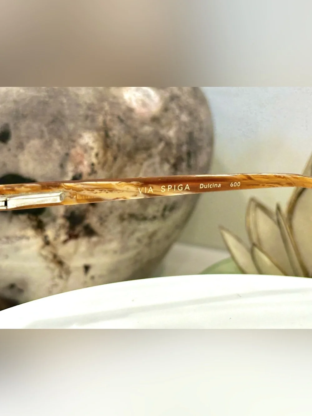 Via Spiga Dulcina Cat-Eye Champagne/Beige Crystal Rx Eyeglass Frames - VGUC